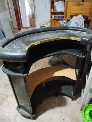 Mueble Bar Curvo Madera y Cristal