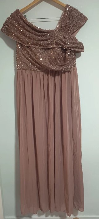 Vestido de fiesta lentejuelas oro rosa