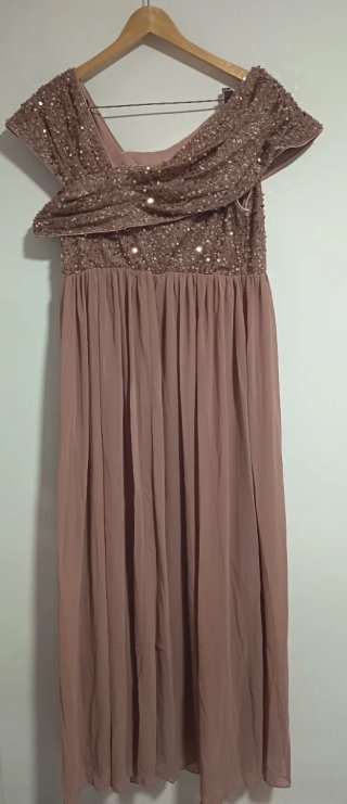 Vestido de fiesta lentejuelas oro rosa