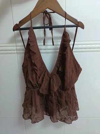 Top halter marron S