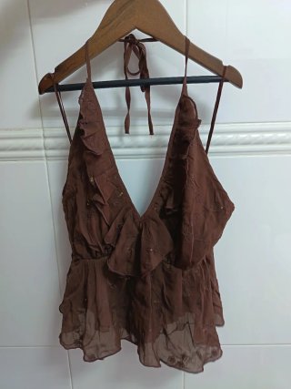 Top halter marron S