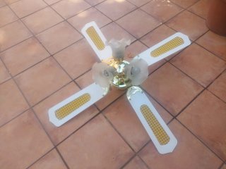 Lámpara Ventilador de Techo Dorado y Blanco