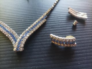 Conjunto Colar e Brincos Strass Azul Safira