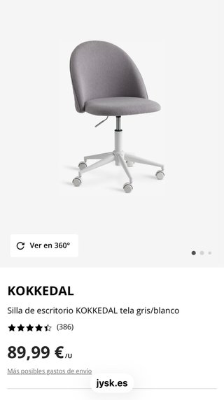 Silla de oficina gris y blanca