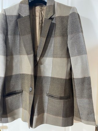 Blazer donna in lana con fantasia a quadri