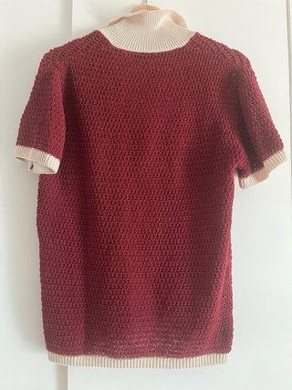 Chaqueta Zara punto fino beis y burdeos