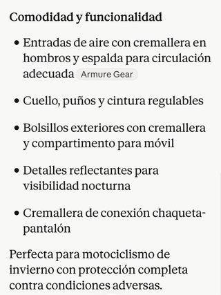 Chaqueta Armure Hamo Impermeable Mujer Talla XS