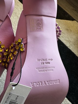 Mules Bimba y Lola Piel Rosa Cristales Dorados