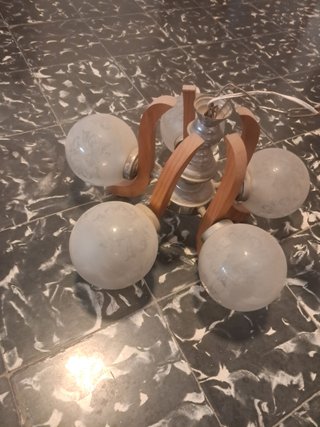 Lámpara Vintage 5 Focos Madera
