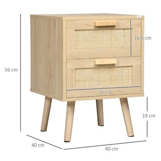 Mesa de cama con 2 cajones de estilo Boho, 40x40x5