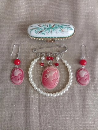 Parure Cammeo Stile Vintage Fatta A Mano