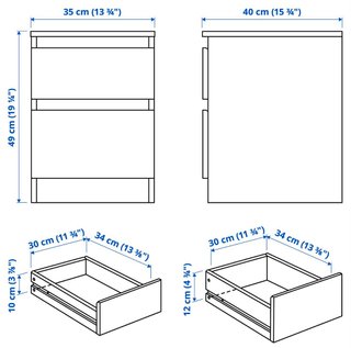 Mesilla IKEA KULLEN Blanca - 2 Cajones