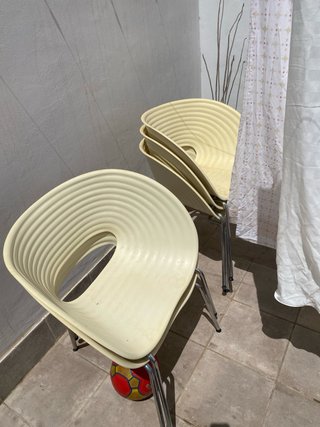 6 Sillas Diseño Blancas Patas Cromadas