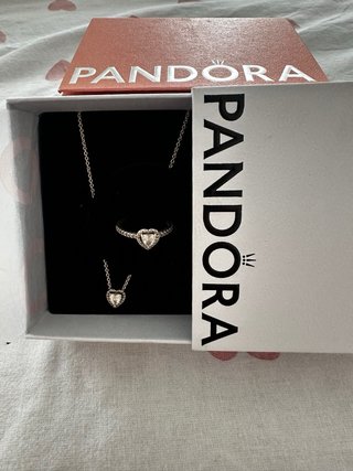 Conjunto Pandora Corazón Plata