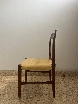 Conjunto 6 Sillas Vintage Madera y Piel Sintética