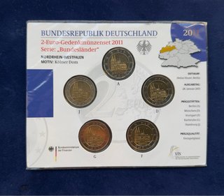 Alemania Set 5 Monedas 2€ Conmemorativas 2011.