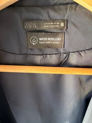 Chaqueta Zara Hombre Waterrepellent Negra