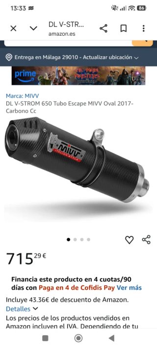 Tubo Escape MIVV Oval Carbono V-Strom 650