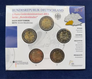 Alemania Set 5 Monedas 2€ Conmemorativas 2013.