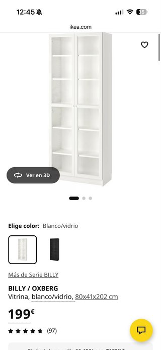 Vitrina Billy Ikea Blanca y Cristal