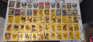 60 Cartas Pokémon Metálicas Doradas y Plateadas
