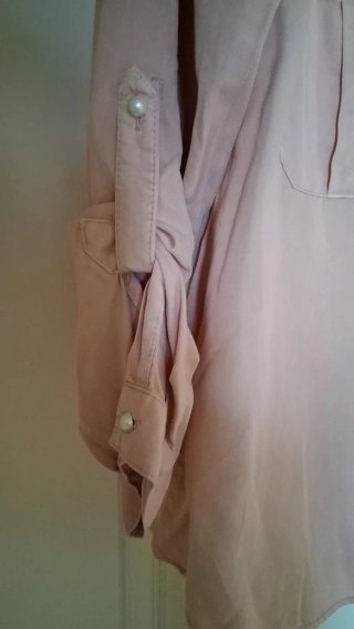 Camisa/Blusa Zara Tencel Rosa, botones perlas