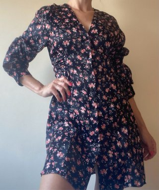 Vestido Zara satén estampado floral M
