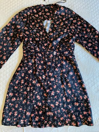 Vestido Zara satén estampado floral M
