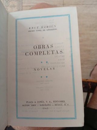 Knut Hamsun.Obras completas Tomo II. Plaza y Janes