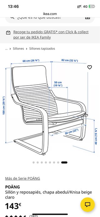 Sillón y reposapiés IKEA Poäng