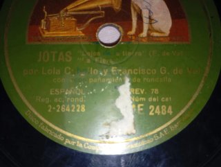 Disco Vinilo 78 RPM Jotas: Lola Cabello