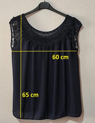 Blusa sin mangas azul marino con encaje