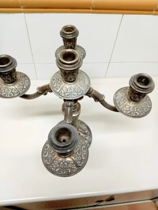 Candelabros Antiguos Alpaca - Set de 2