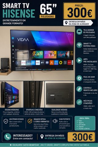 Smart TV Hisense 65 - Ótimo Estado
