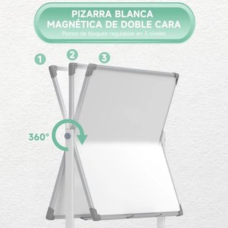 Pizarra Magnética Doble Cara con Soporte 120x90