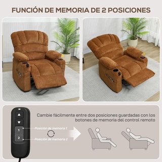 Sillón Relax Eléctrico Memoria Reposapiés Marrón