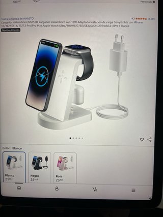 Cargador inalambrico 18W  3 en 1 Blanco para Apple