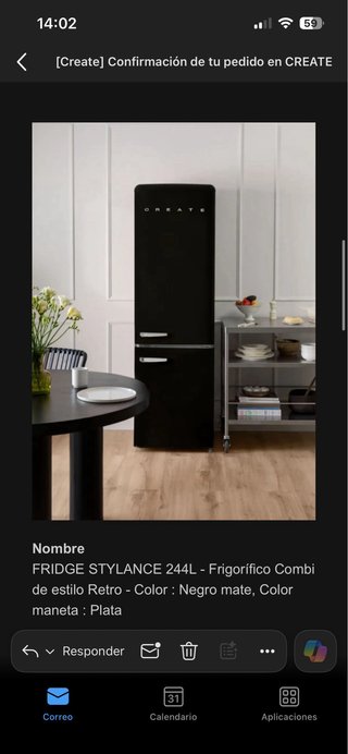 Frigorífico CREATE STYLANCE 244L Negro