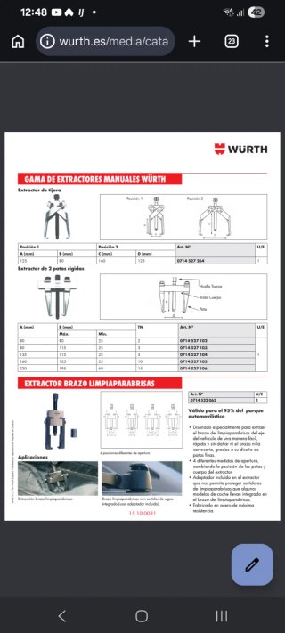 Wurth Extractor interior y exterior  0714527264