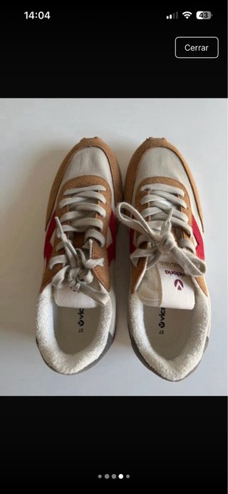 Zapatillas Victoria Mujer Beige y Rojo