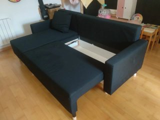 Sofá Cama Negro Tela