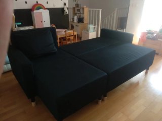 Sofá Cama Negro Tela