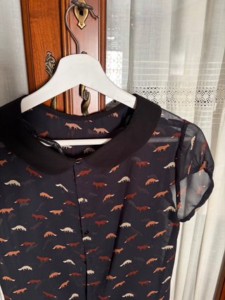 Camisa Transparente Manga Corta Estampado Zorro