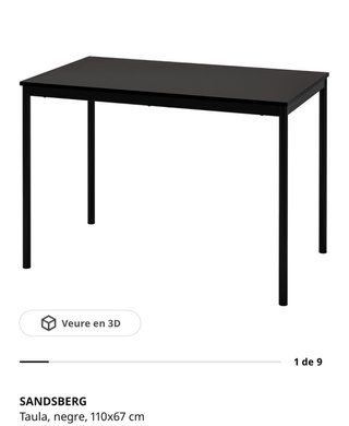 Mesa SANDSBERG Ikea Negra 110x67 cm