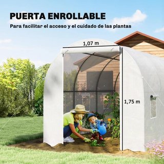 Invernadero Túnel 3,5x2x2m 6 Ventanas Anti-UV