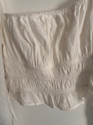 Blusa escote cuadrado con elástico y manga larga