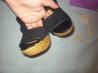 Sandalias cuña Stradivarius negras talla 36.5