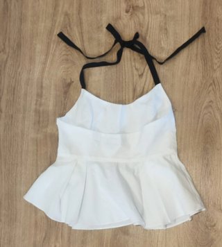 Top peplum halter Zara TRF blanco y negro XS