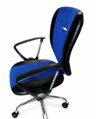 Sillón de oficina ergonómico azul y negro