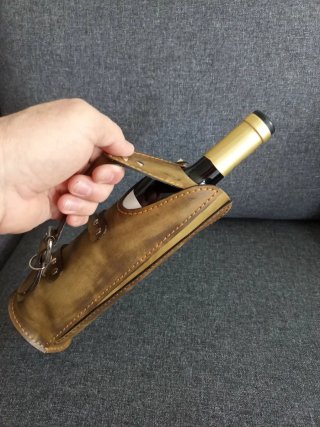 Funda para vino escanciador de cuero